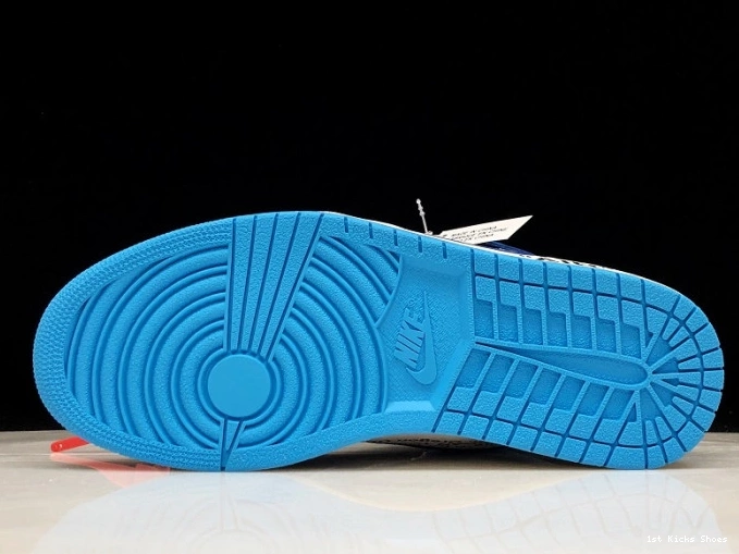 1st Kicks Powder Off-White Jordan 1 Blue Air UNC AQ0818-148 0809